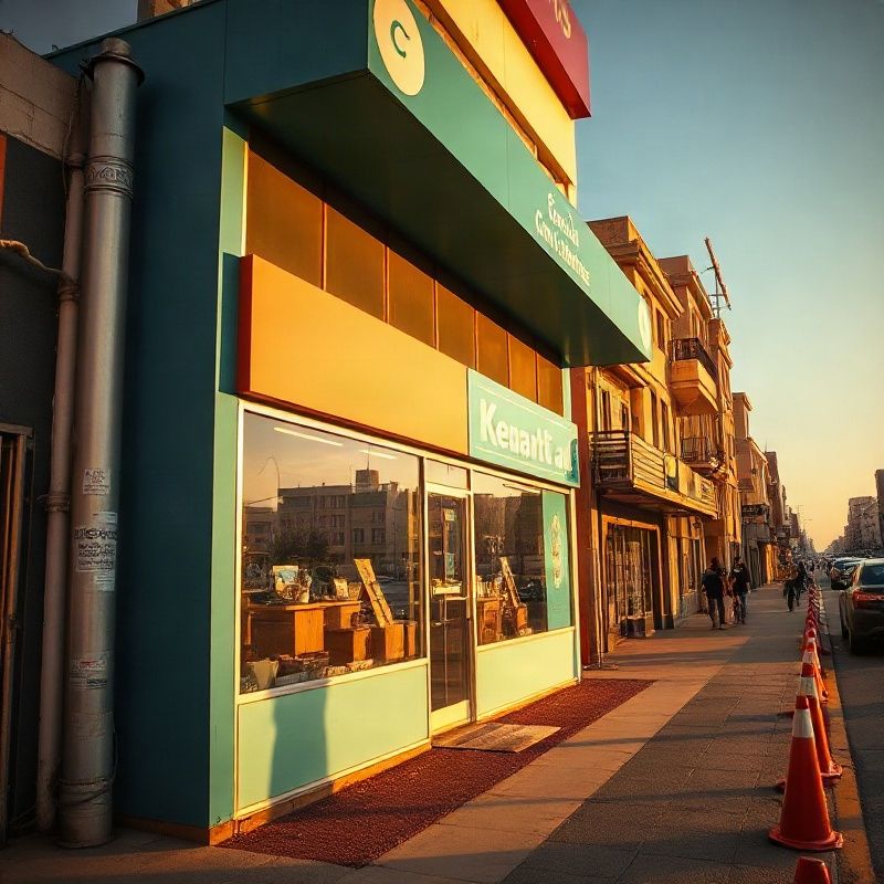 Astrovalpha's teal-modern shopfront on Kenyatta Avenue in the afternoon light